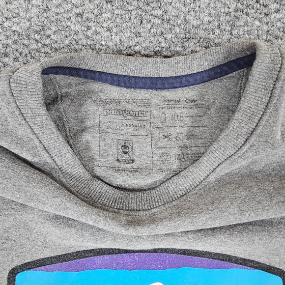 Patagonia Gray Crewneck Sweatshirt Classic Logo Mountains Pullover Men's XL - Picture 4 of 7